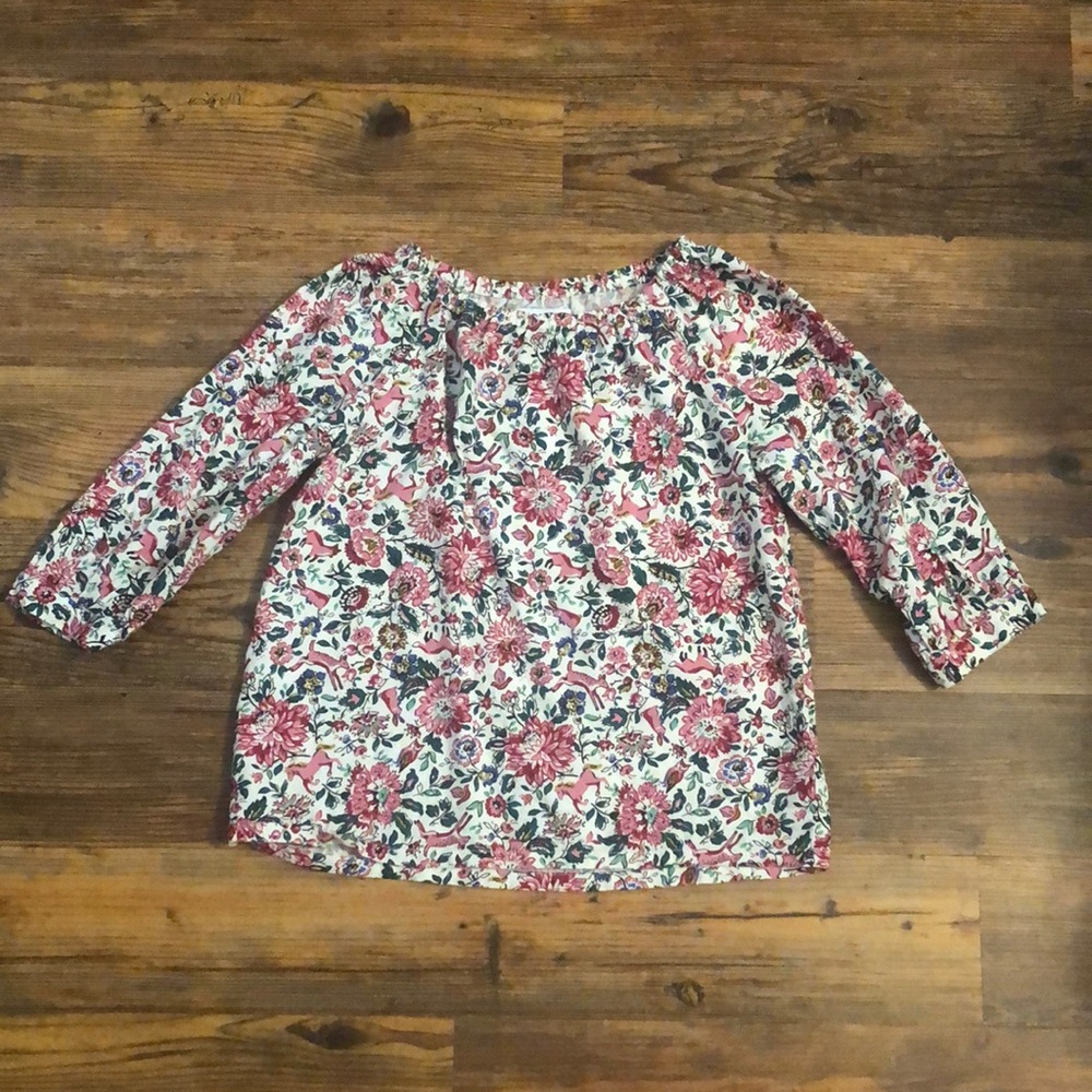 Old Navy l Pink Multi Color Woodland Floral Blouse